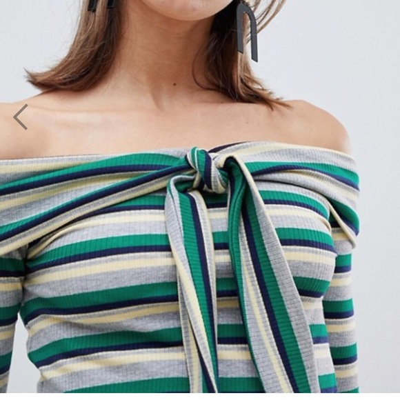 River Island Tie Front off the Shoulder Top - Picture 2 of 6